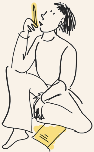 denkende Figur - Grafik von Esther Zopfi