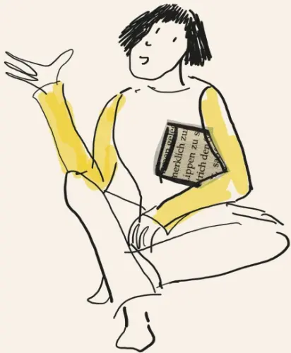 sitzende Figur - Grafik von Esther Zopfi